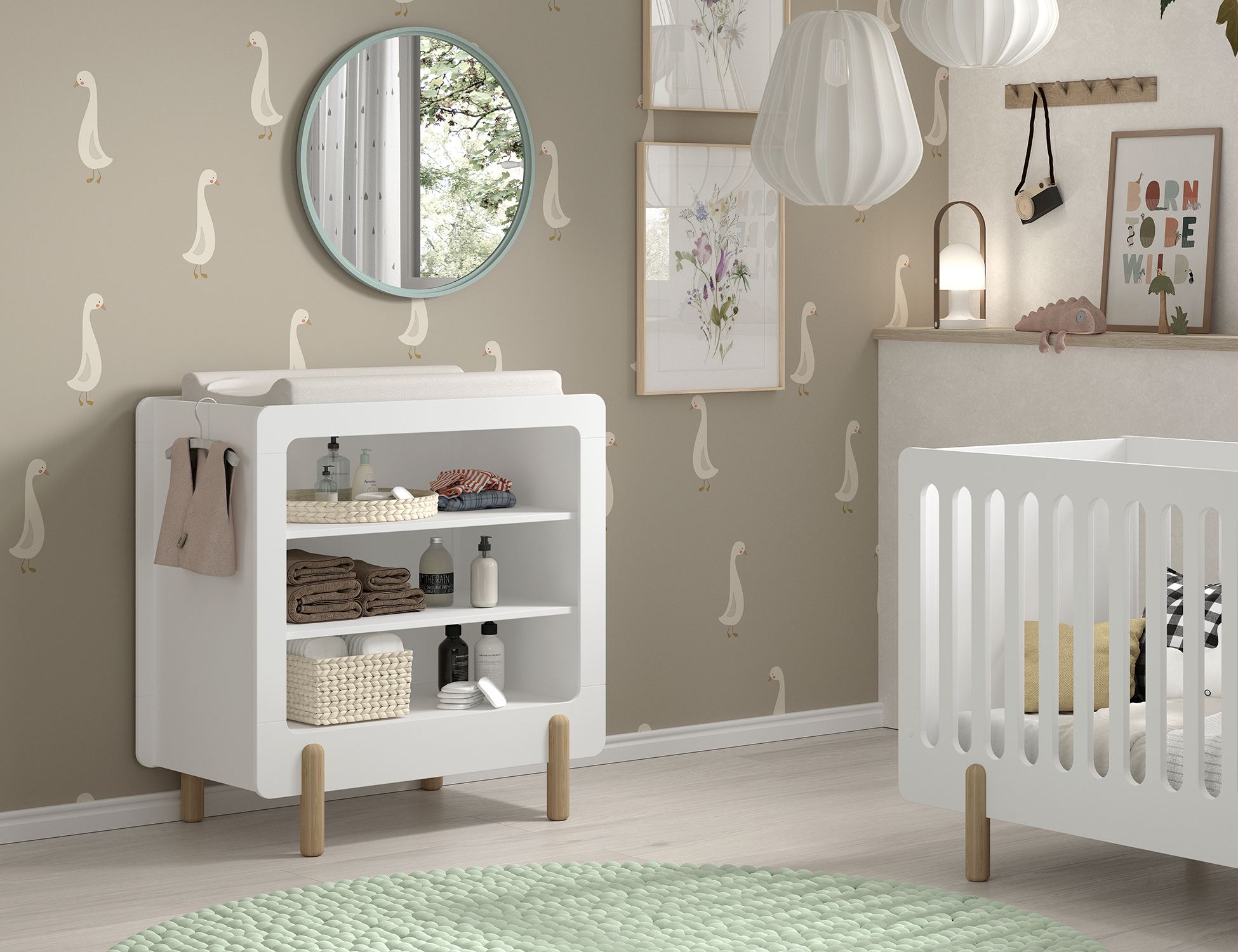 JAXX SMILE Wickelkommode mit 3 offenen Fächern, Ausf. MDF weiß lackiert