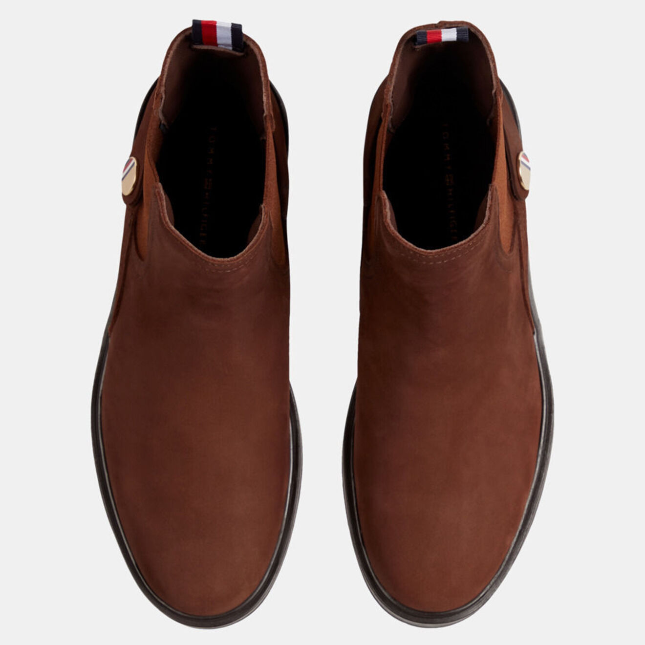 Tommy Hilfiger Chelsea boots en Velours de Cuir Bijoux marron