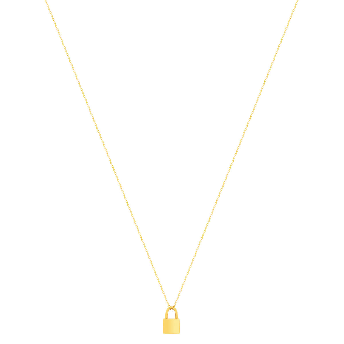 Collier or jaune 375 motif cadenas 45 cm