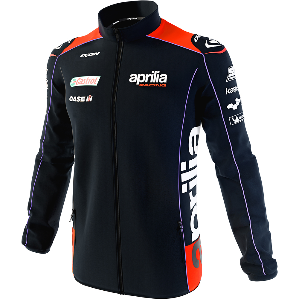 Ixon - Sweat zippé Aprilia 23 Noir / Rouge fluo