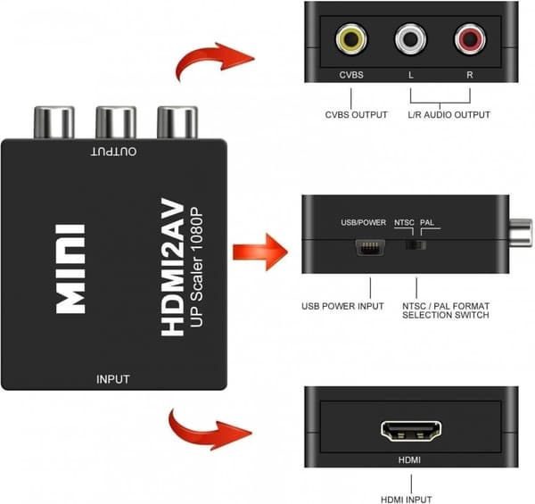 HD-videokonverterer Full HD 1080p - HDMI til RCA