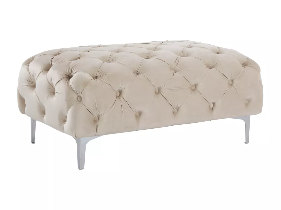 Pouf chesterfield en velours beige EDWINA