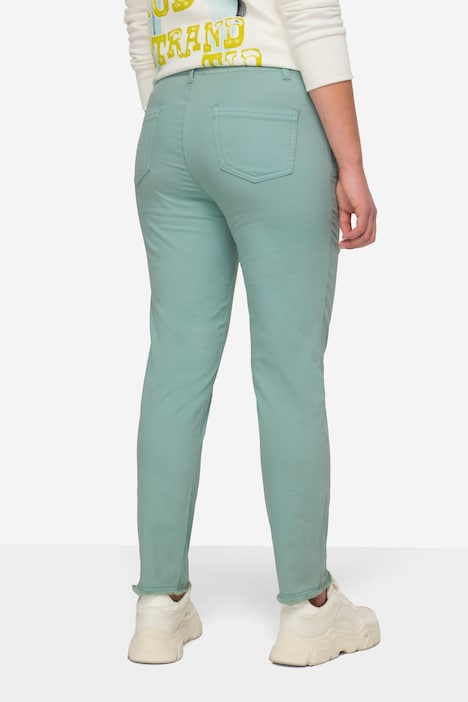 7/8-Slimhose, schmale Passform, 4-Pocket, Fransensaum, mit recyceltem Polyester
