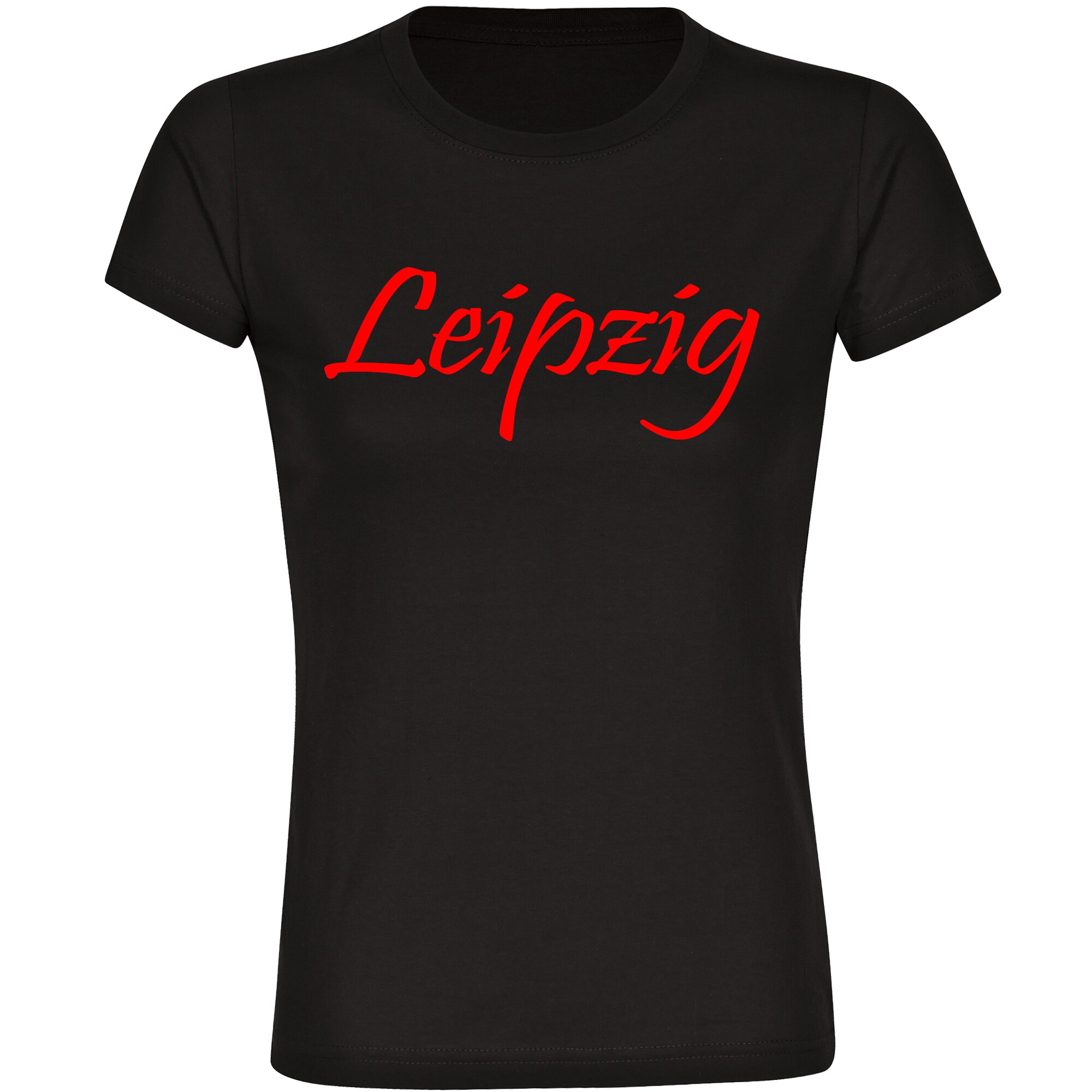 multifanshop® Damen T-Shirt - Leipzig - Schriftzug - Druck rot