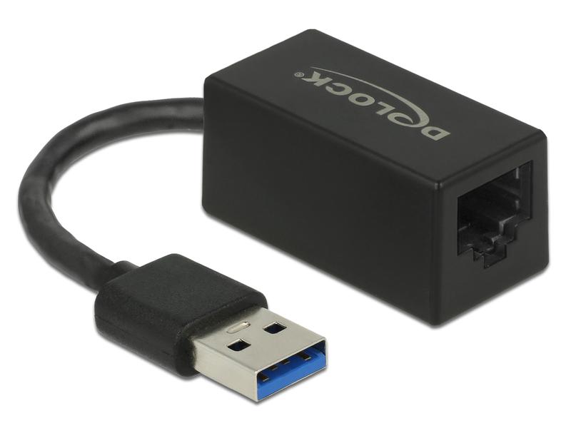Delock Netzwerk-Adapter 1 Gbps USB 3.2 Gen1 Delock Adapter SuperSpeed USB (USB 3.2 Gen 1) mit USB Typ-A Stecker > Gigabit LAN 10/100/1000 Mbps kompakt schwarz