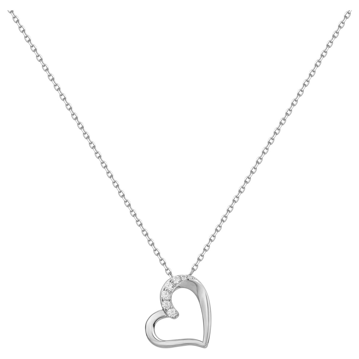 Collier mono-motif en Argent avec oxyde de zirconium blanc