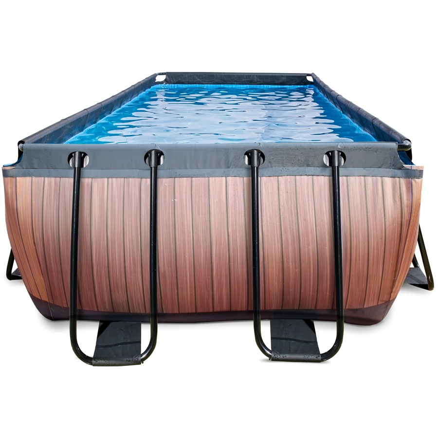 EXIT Frame Pool 4x2x1.22m (12v Filterpumpe) – Holz Optik