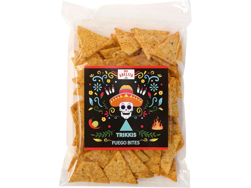 Mi Adelita Bio Tortilla Chips «Trikkis» Fuego Bites 90 g Natürlicher Crunch mit feurigem Temperament