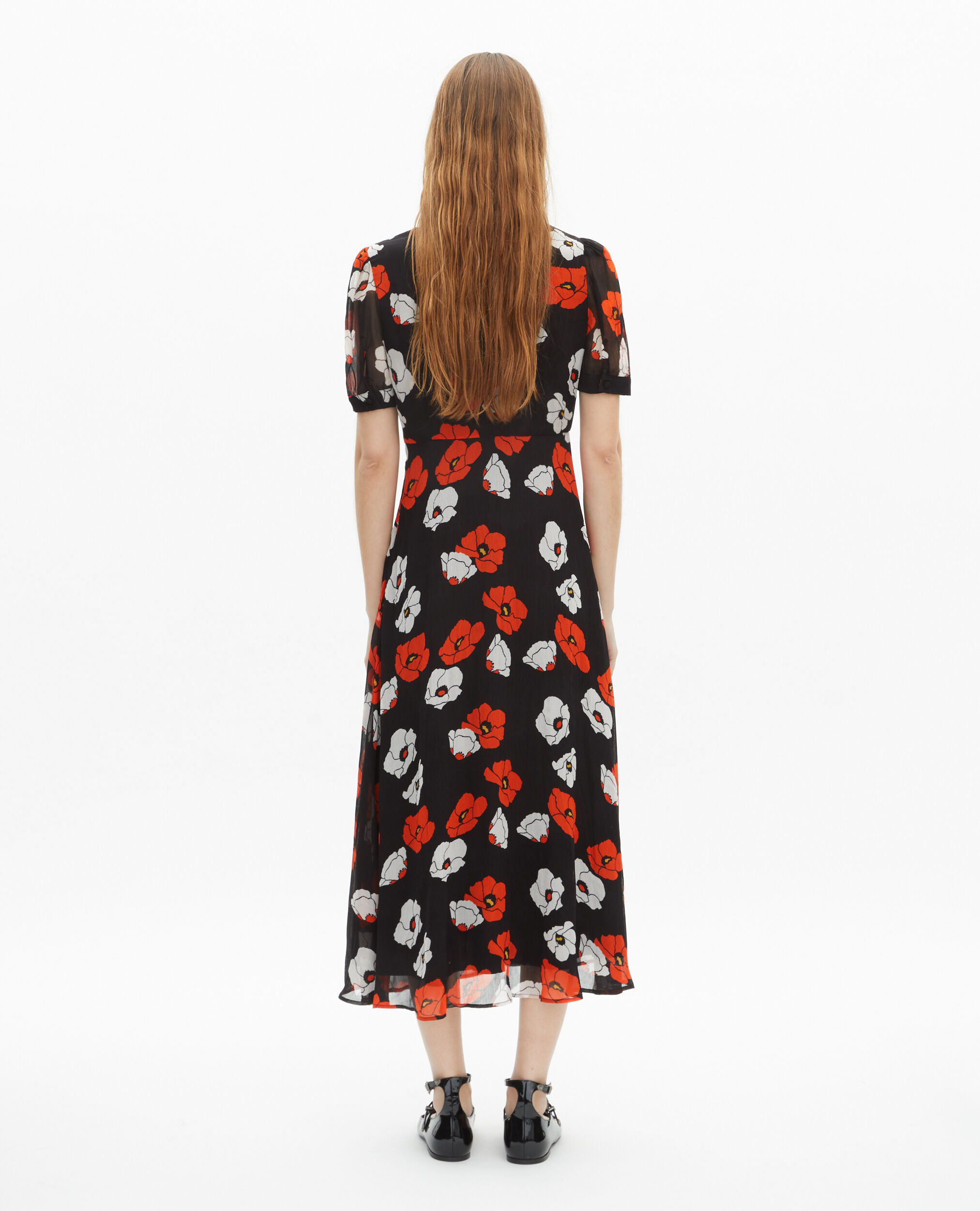Robe longue imprimé fleuri noire