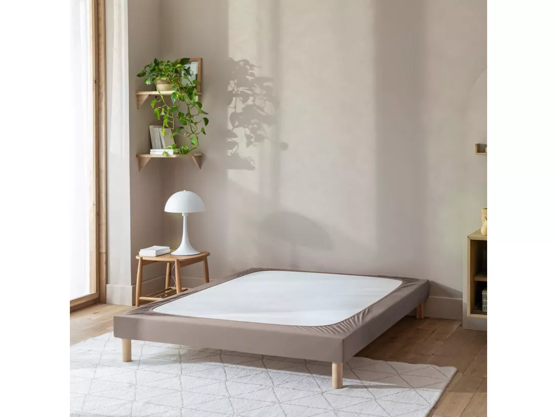 Cache-sommier coton jersey taupe 80x190