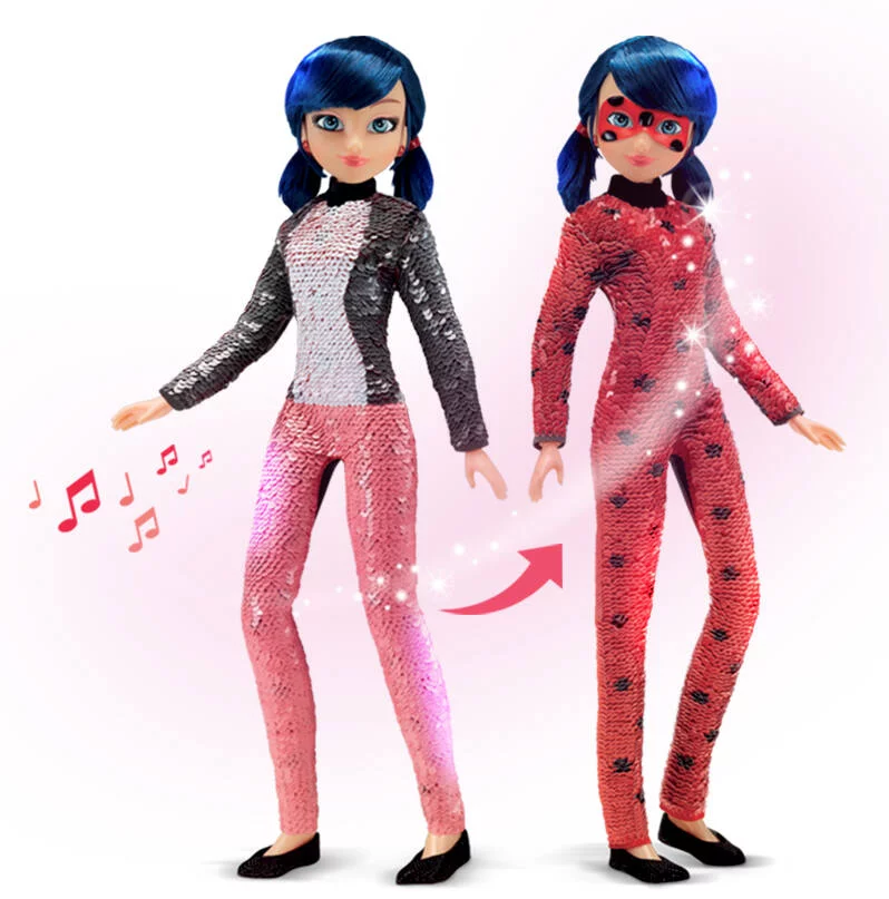 POUPÉE A SEQUINS  MIRACULOUS - MARINETTE 26 CM