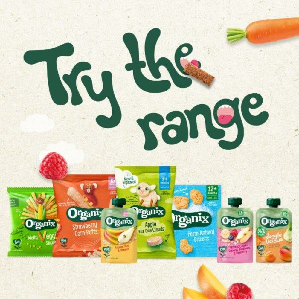 6x Organix Knijpfruit 12+m Havermout Abrikoos & Banaan100 gr