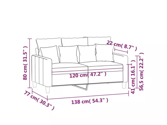 Canapé à 2 places Vert foncé 120 cm Velours