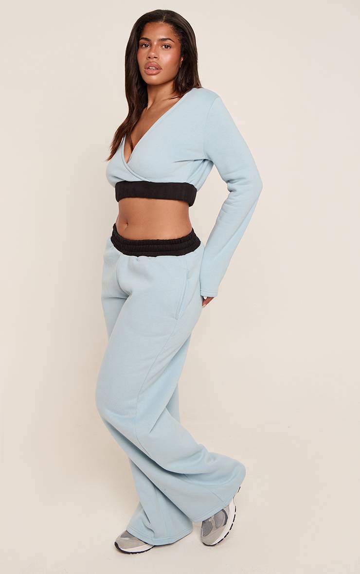 Bleu Joggers Shape À Taille Contrastée