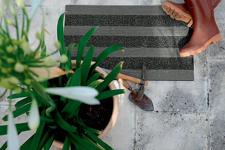 Tapis planches double grattage gris L.76 x l.46 cm