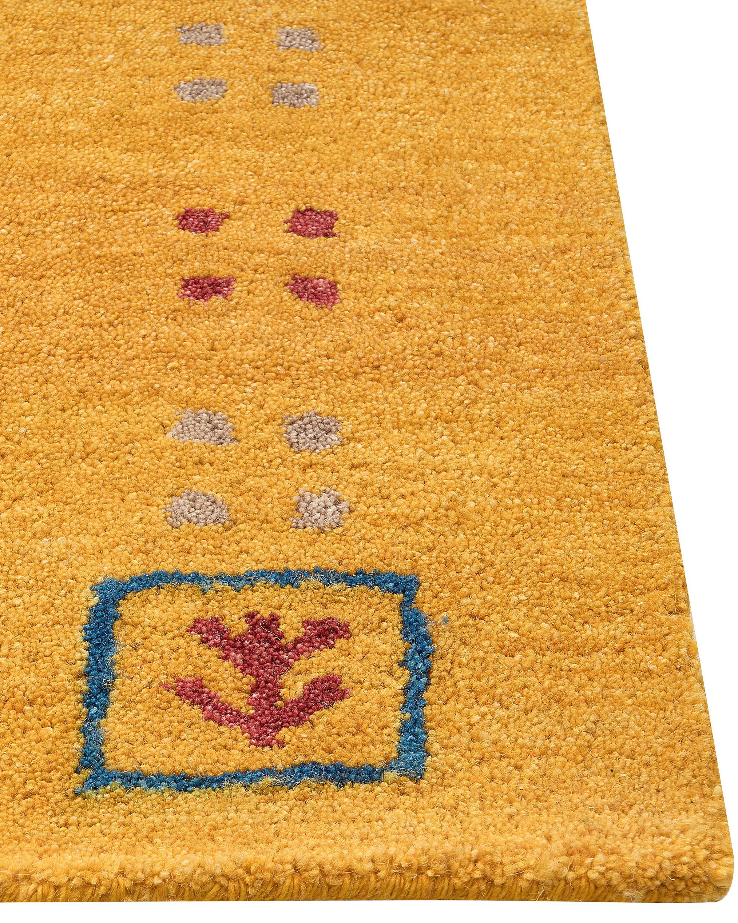Vloerkleed AKALAN Geel 160 x 230 cm Wol Gabbeh