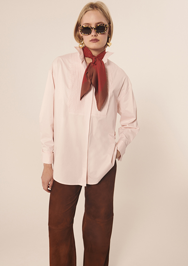 Chemise Carlinarose pâle en popeline
