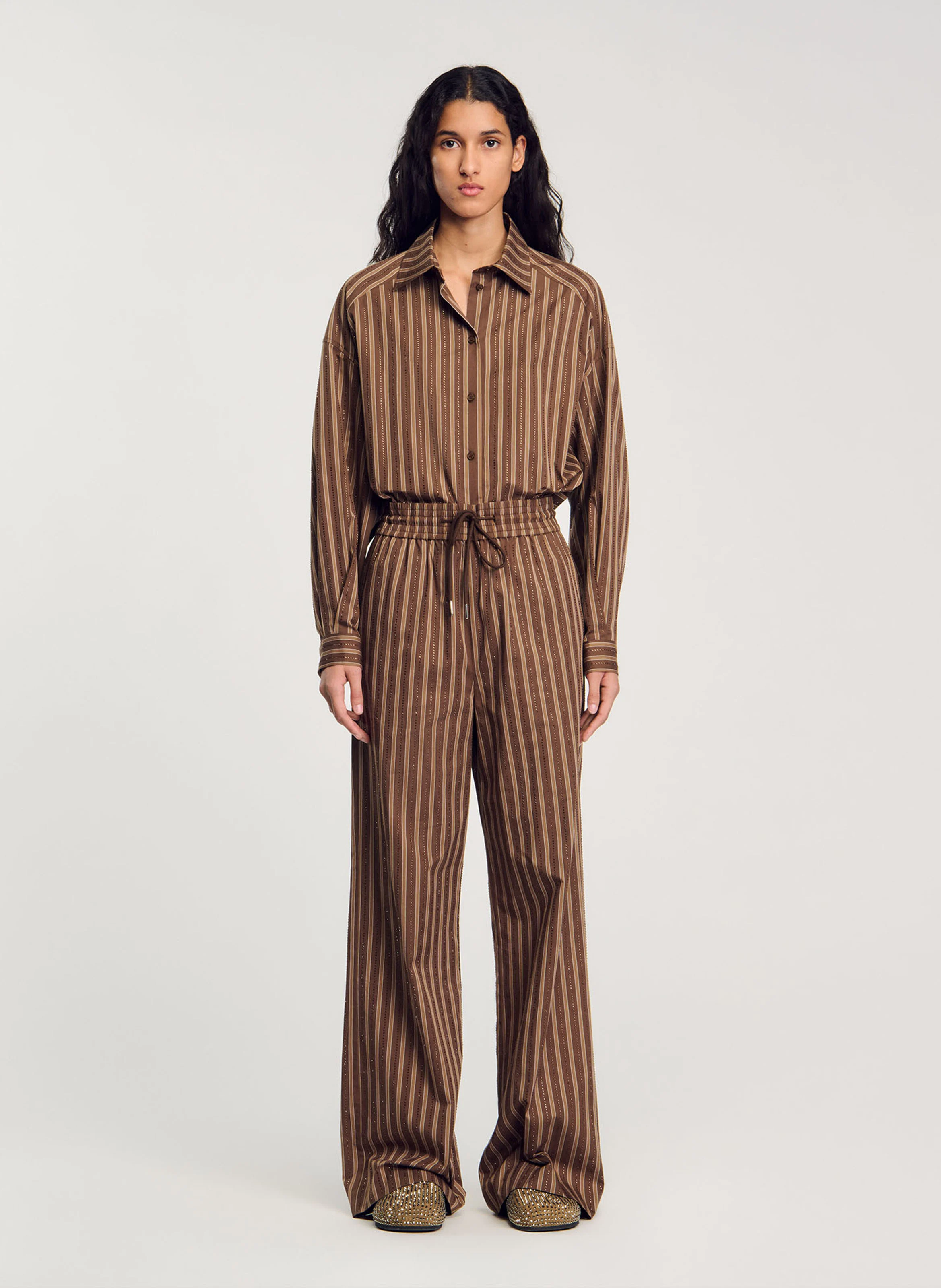 Chemise col classique en coton| Marron