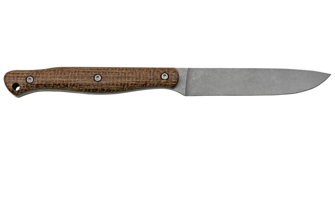 White River Exodus 4 Natural Burlap Micarta, Kydex schede, bushcraftmes, Jacob Peterson design
