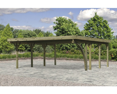 Dubbele carport Karibu Caan 2 variant B 598x673 cm drukgeïmpregneerd