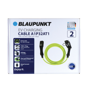Blaupunkt Electric Verhicle 1 Fase laadkabel type 1 32Ah capaciteit