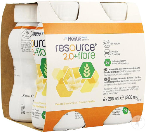 Nestlé Resource 2.0 + Fibre Vanille Bouteilles 4x200ml (12100793)