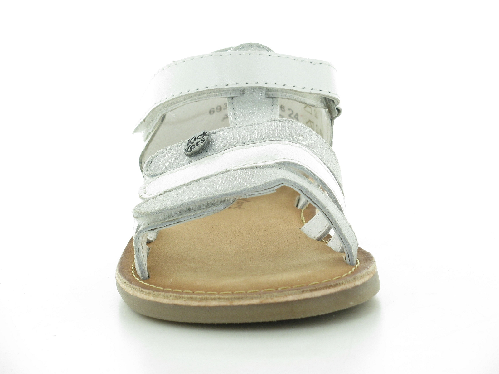 Kickers-693540 Cuir Blanc Argent