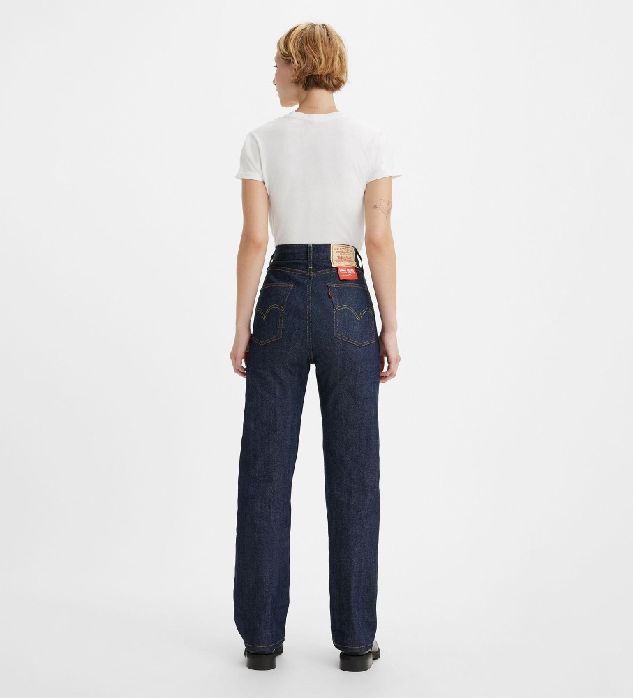 Calça jeans Levi's 701, roupa vintage, 1950, estilo marinheiro.