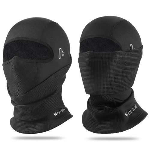 Ski Sturmhaube Motorrad Halstuch Kälte   UV Gesichts Schutzmaske mit Zopfloch - Schwarz