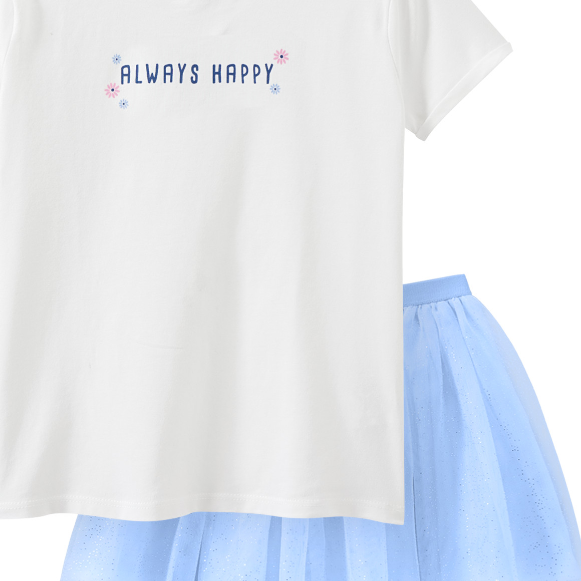 Topolino Mädchen T-Shirt und Tüllrock im Set hellblau / weiss