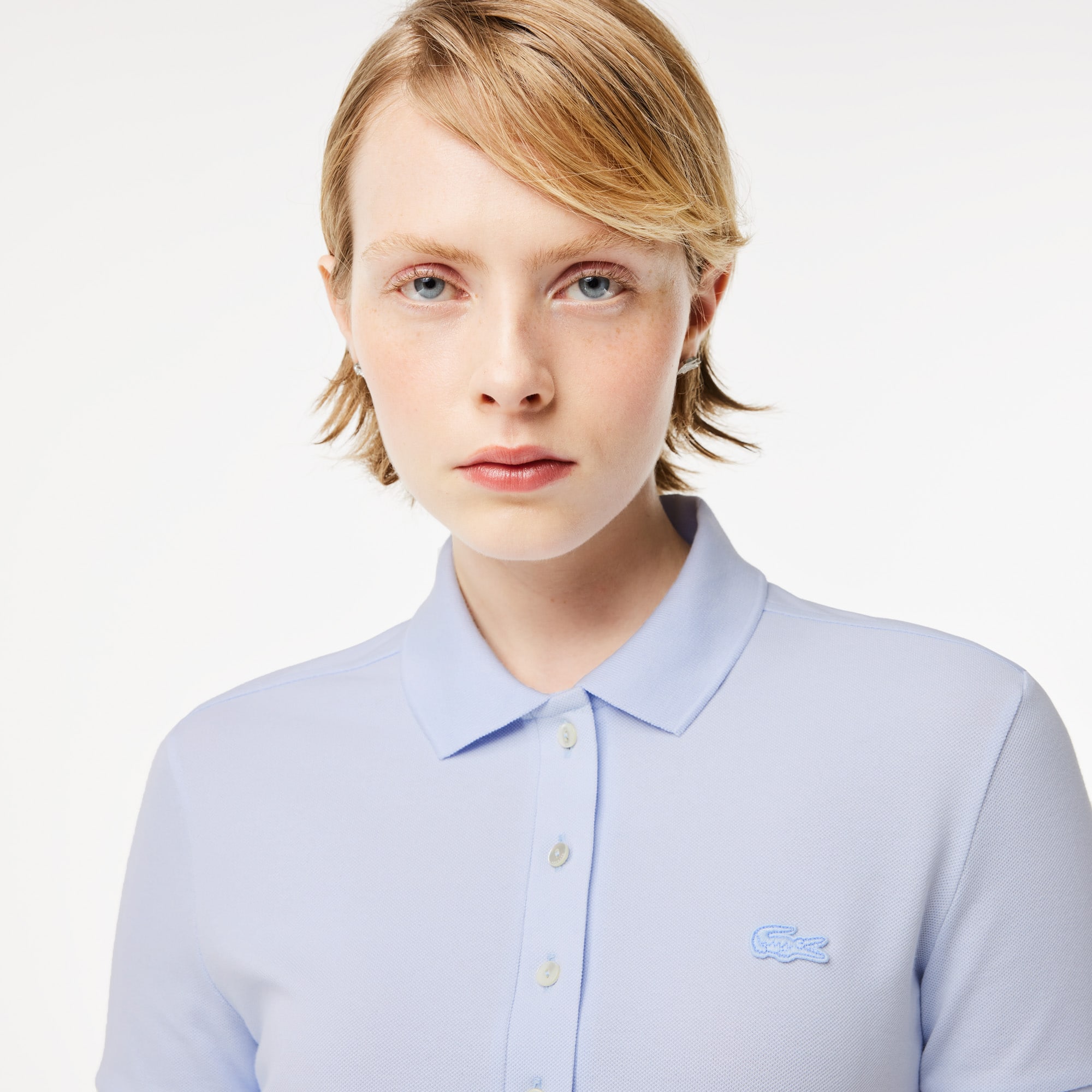 Robe polo en piqué de coton stretch Robes & Jupes - Bleu - Lacoste - Femme