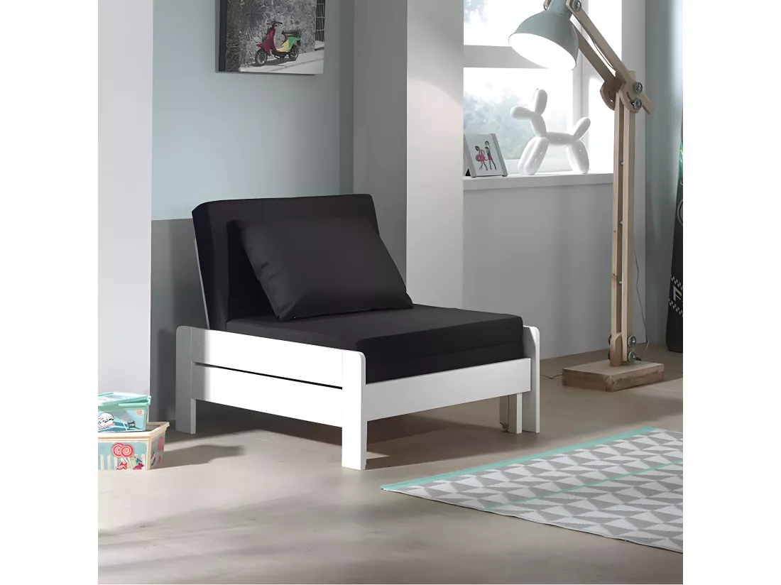 SLEEPY - Fauteuil Convertible d'appoint Laqué Blanc avec Coussins