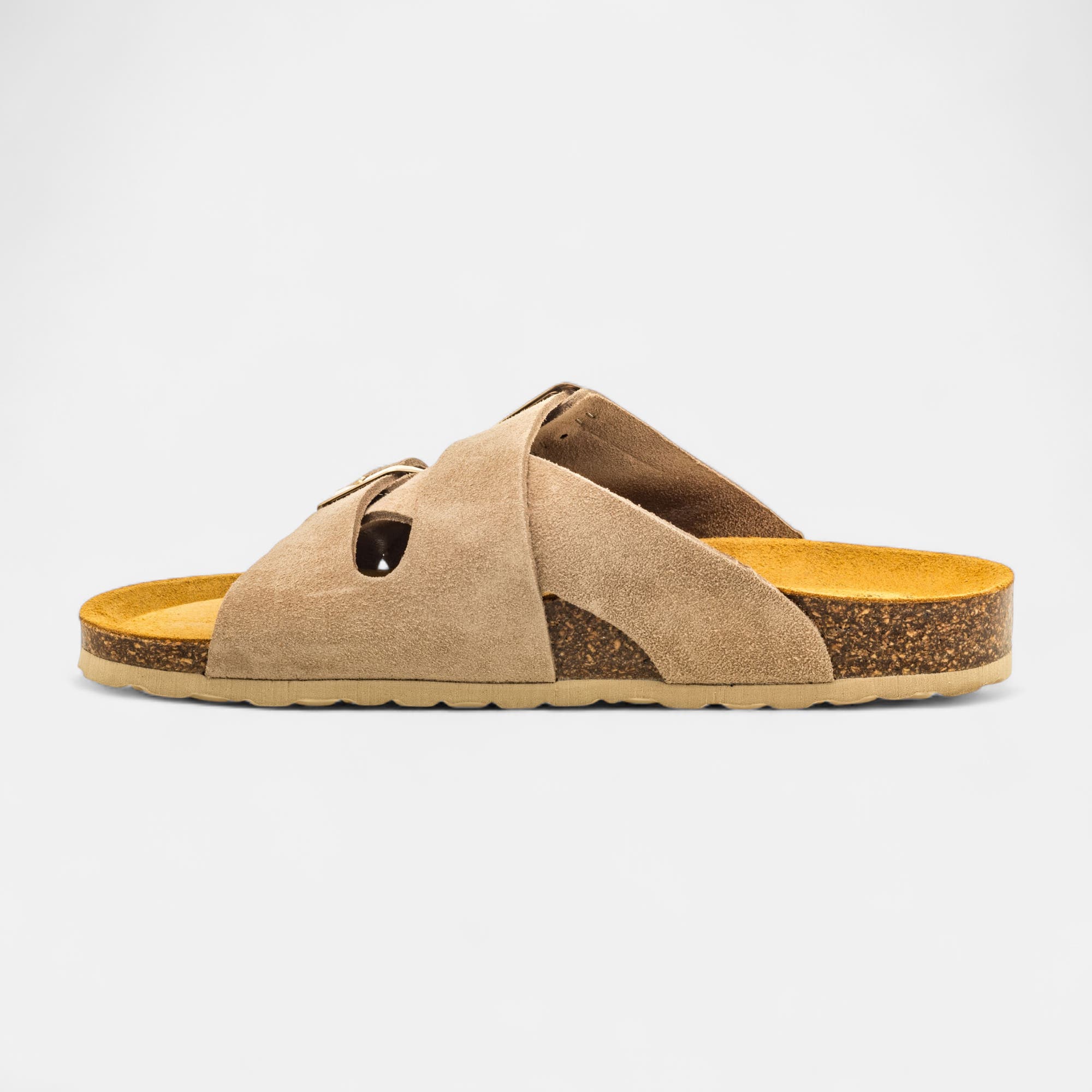 Mules semelle liège Femme en cuir beige