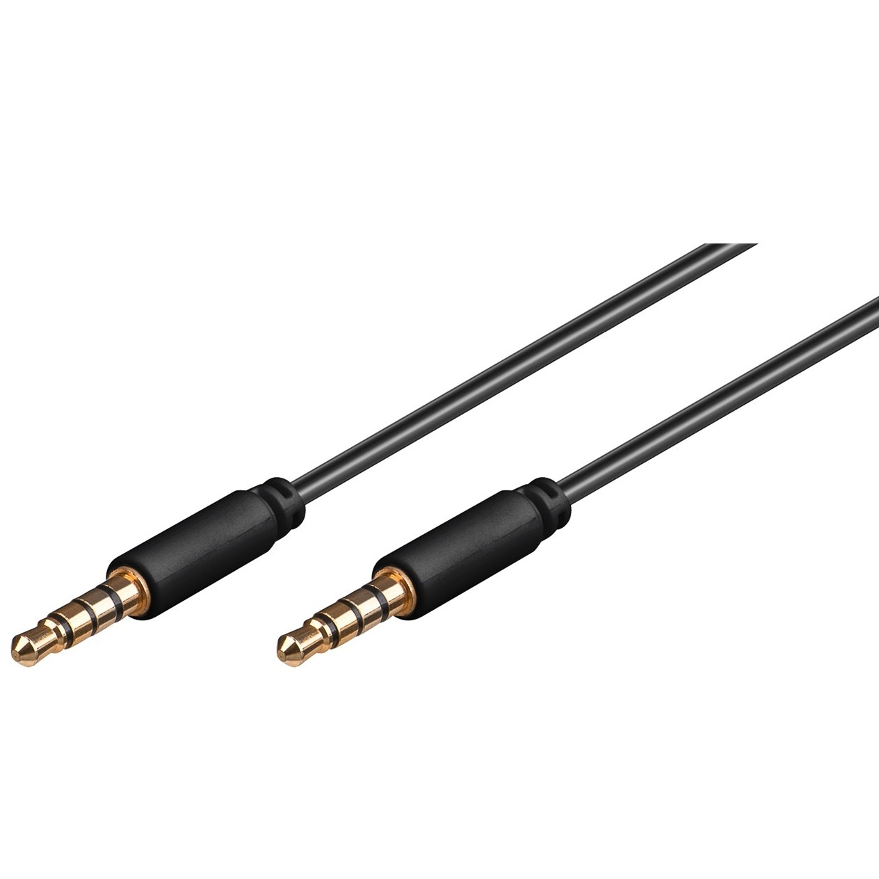 (2m) 3.5mm Klinke Audio Stecker Stereo AUX Kabel mit vergoldeten Kontakten (63830) - Schwarz
