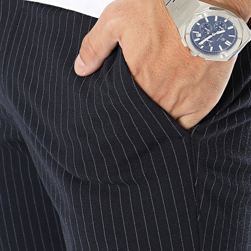 Pantalon A Rayures Mark Bleu Marine