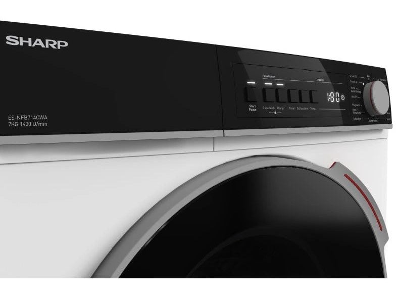 Sharp Waschmaschine ES-NFB714CWA-DE Links Frontloader mit 7 kg Ladekapazität