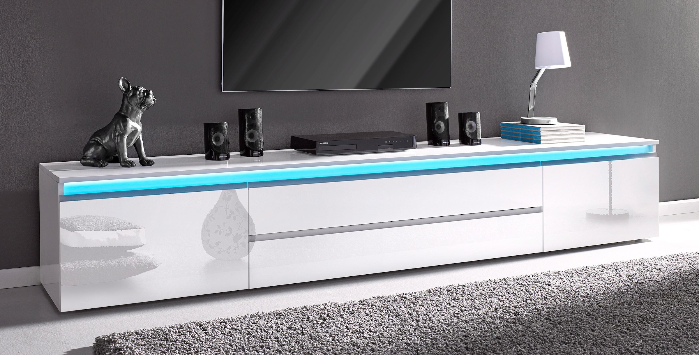INOSIGN Lowboard »Magic,Lowboard,TV-Kommode,TV-Möbel,TV-Bank« mit 2 Türen und 2 Schubkästen (B/T/H) 240x40x40 cm