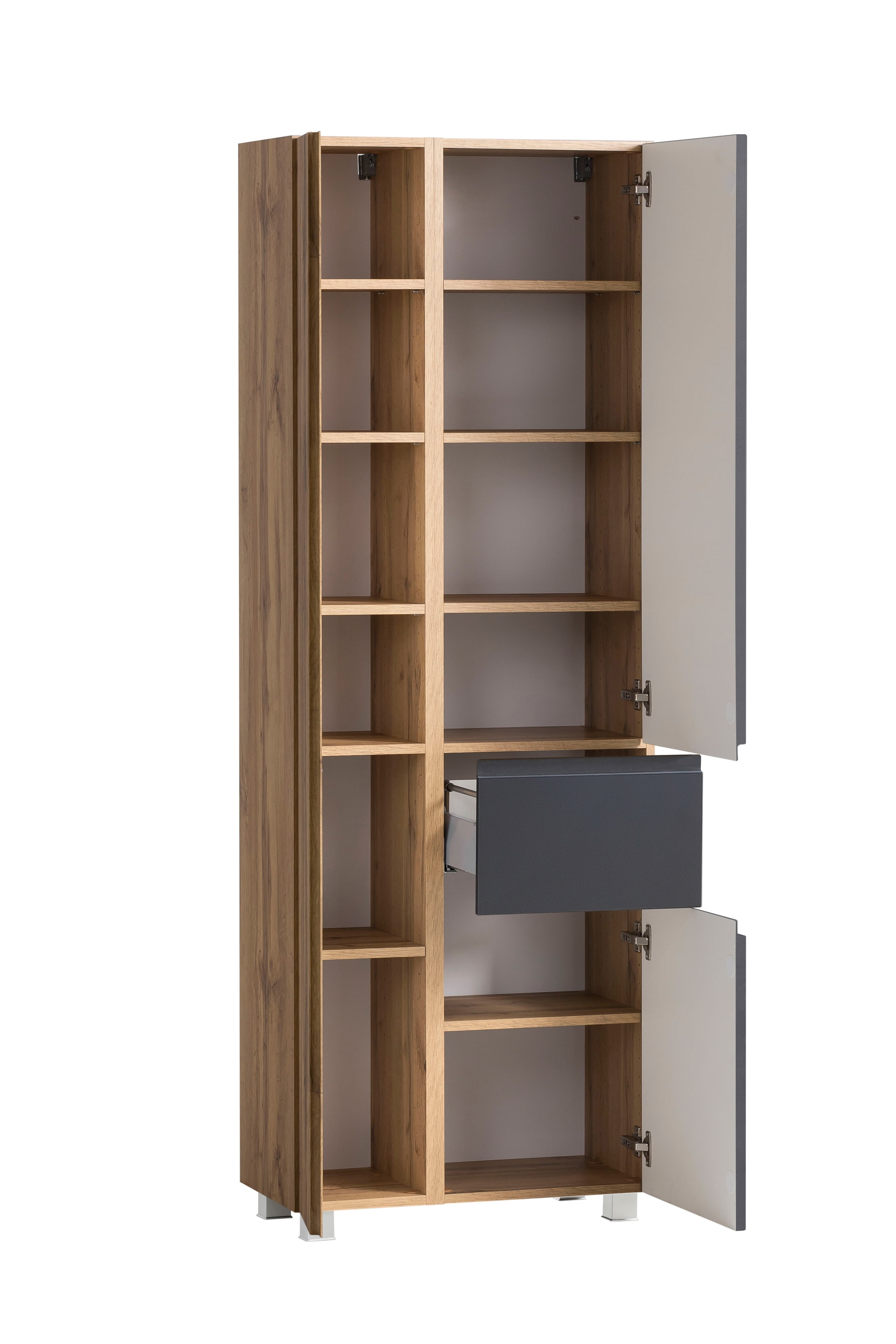 Bad-Hochschrank GENT grau/braun