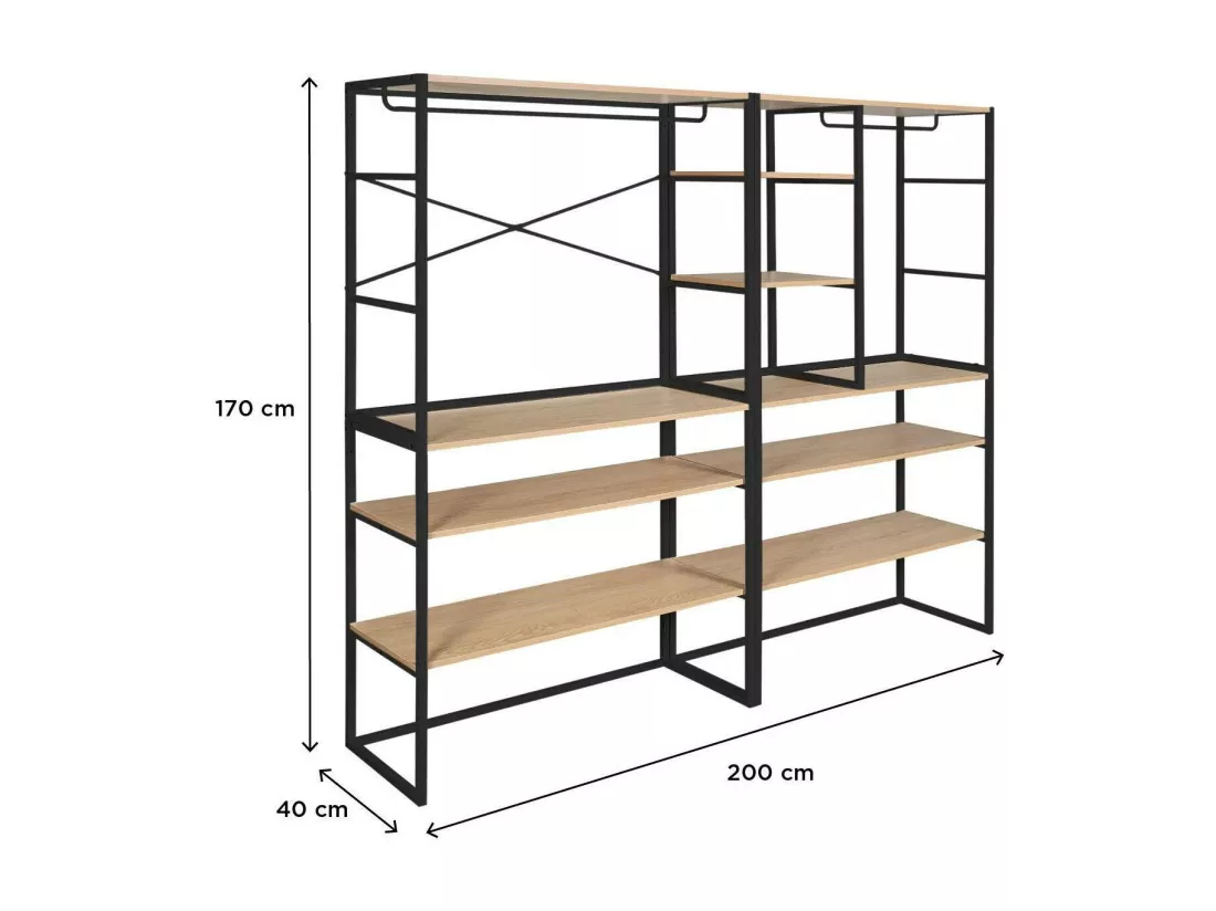 Portants vêtements sous combles modulables noirs - Lot de 4