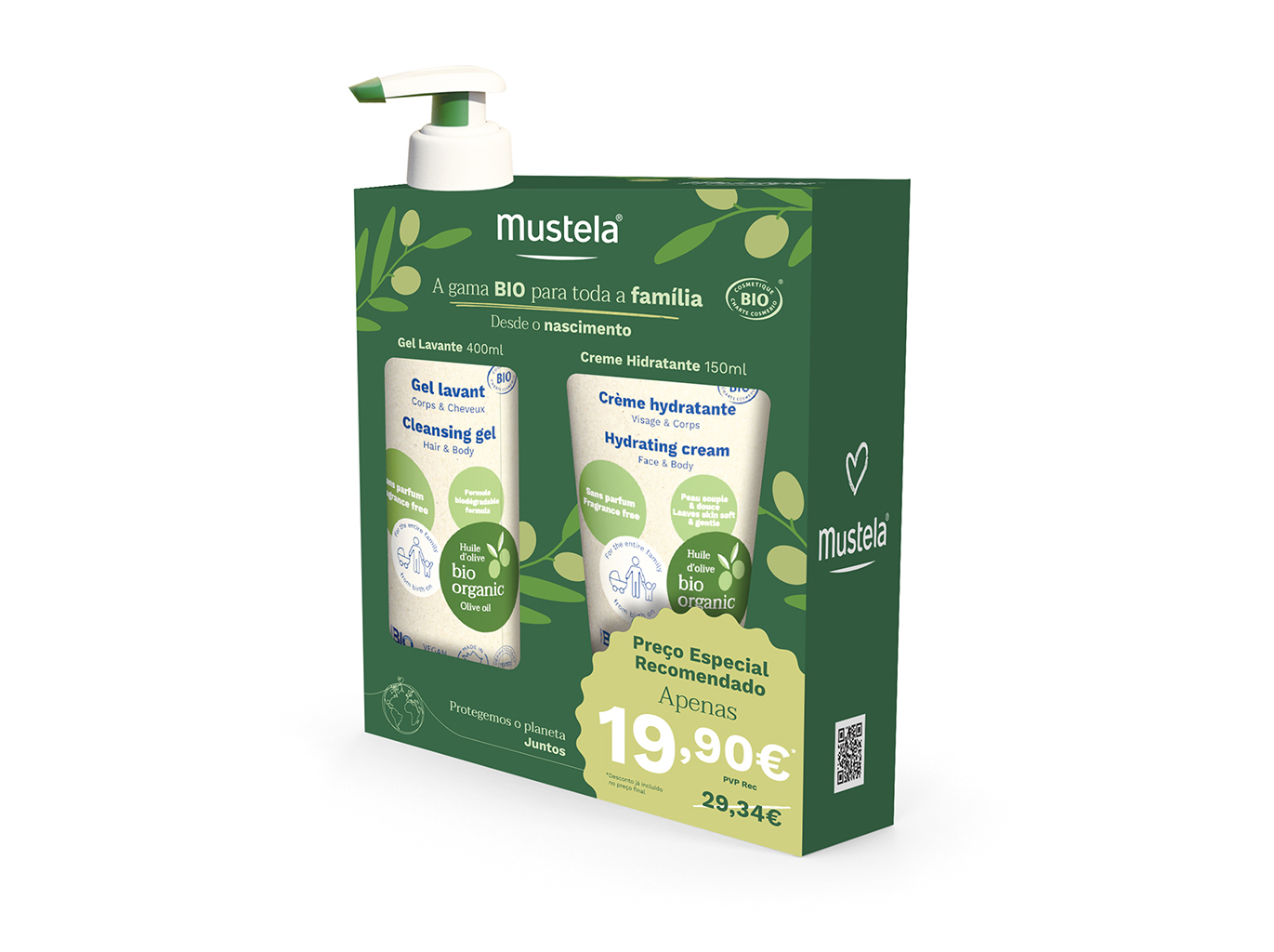 GEL LAVANTE MUSTELA BIO CORPO E CABELO 400ML   CREME HIDRATANTE MUSTELA BIO ROSTO E CORPO 150ML