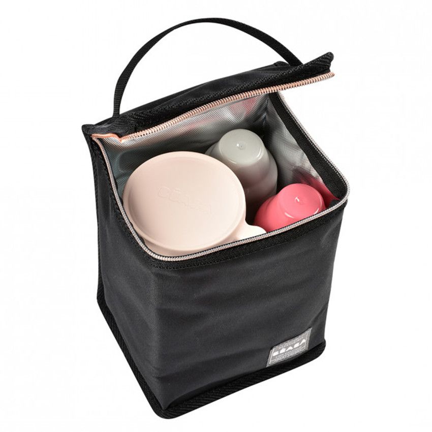 Pochette repas isotherme - Noir/Rose - Ecru