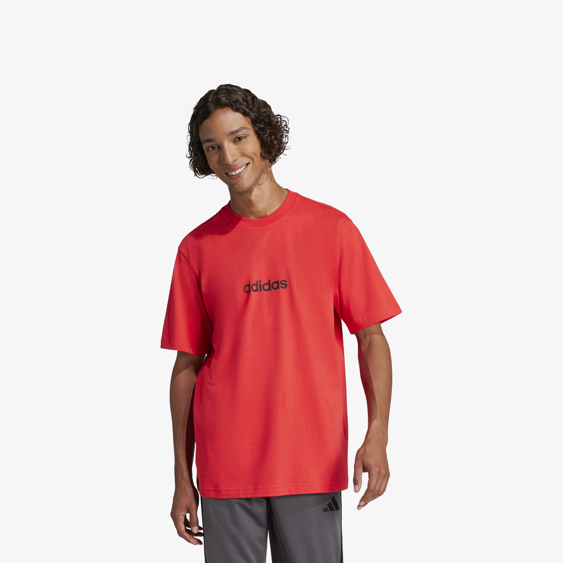 adidas Essentials Linear Single Jersey Herren T-Shirt rot