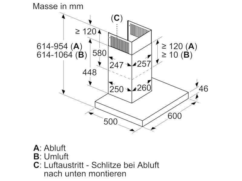 Siemens Wandhaube LC67BCP50 3 2 Intensiv Stufen Effiziente Beseitigung von Fett, Geruch und Dampf aus der Küchenluft