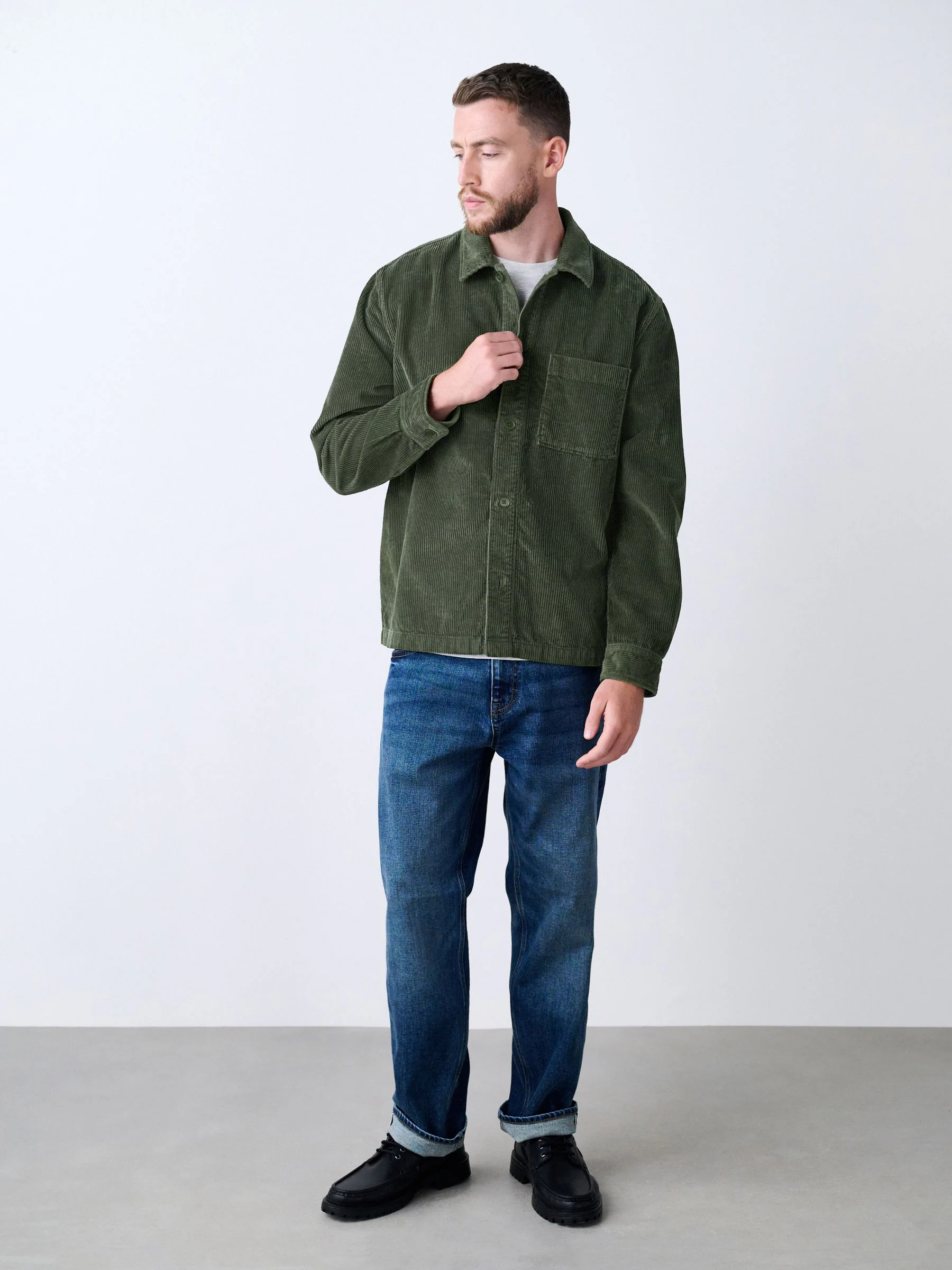 Groen - Single pocket Corduroy Shacket Overshirt