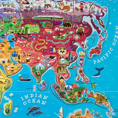 Janod magneetpuzzel wereldkaart (92st) 5504