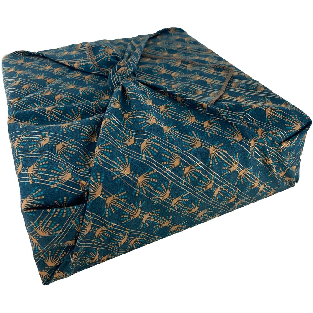 Furoshiki Grand 73 X 73 Cm Eventail Or Vert