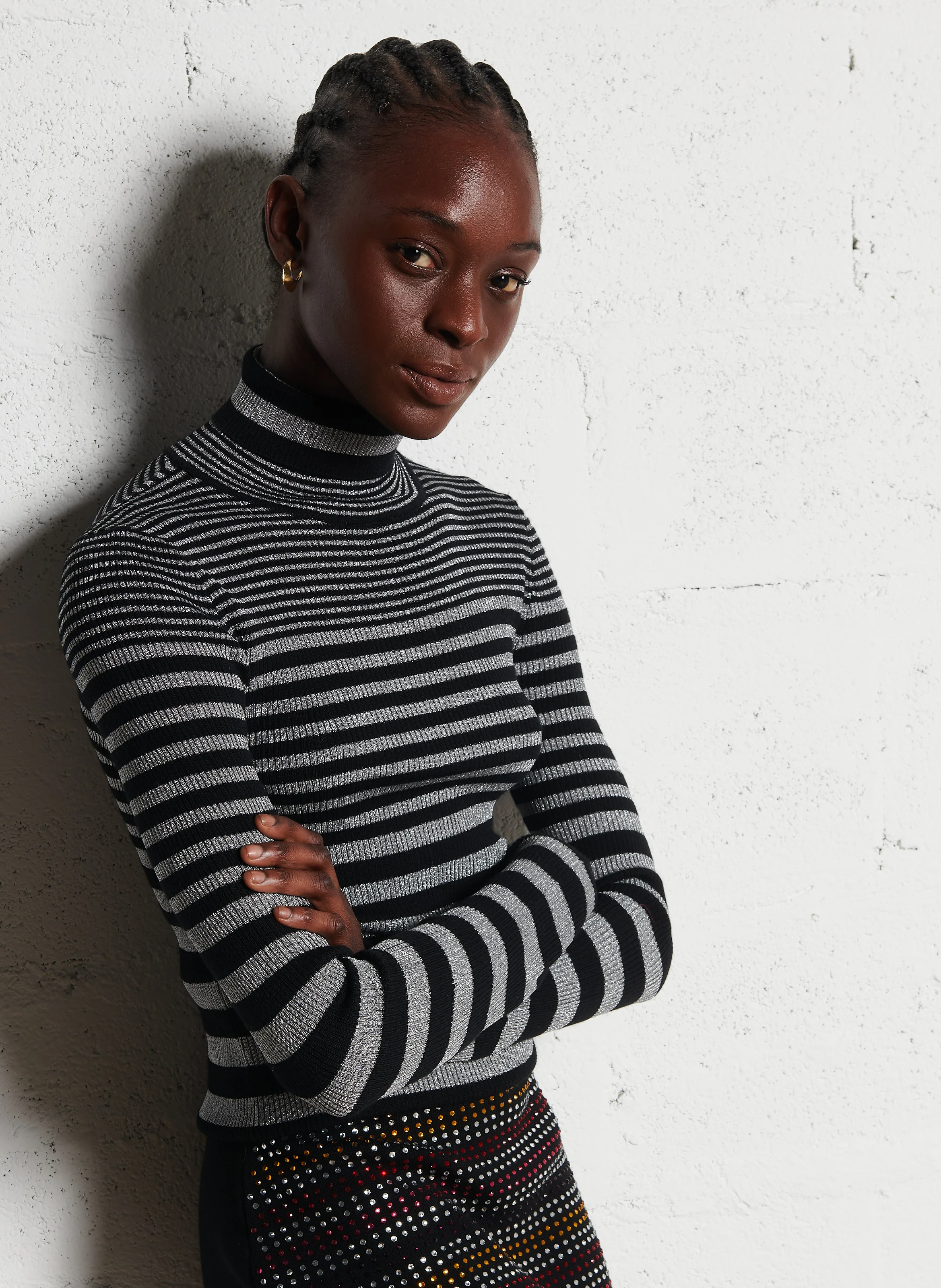 Pull col roulé en laine mélangée | Argent