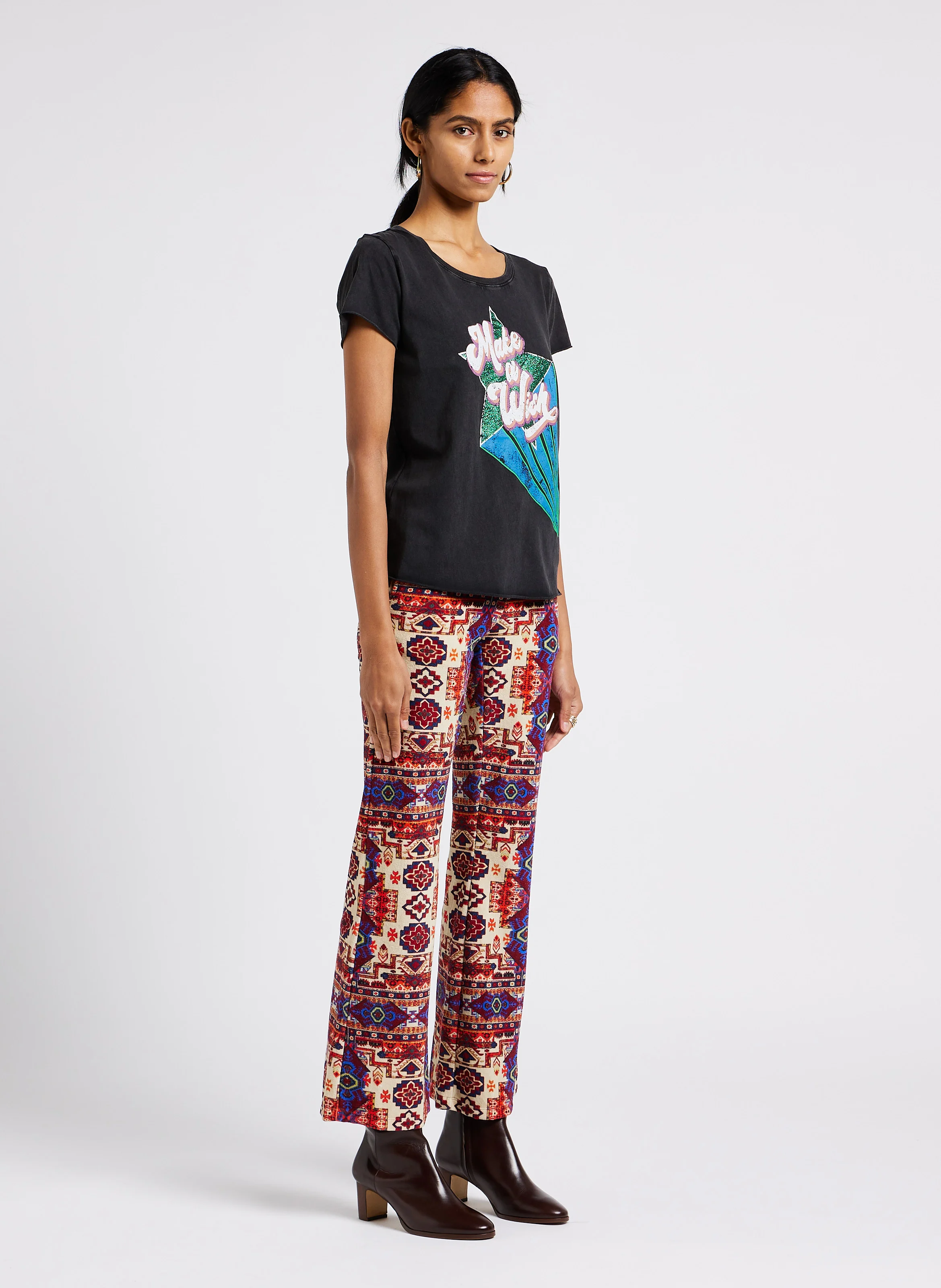 TAPESTRY - Pantalon taille haute à motif aztèque en coton | Rouge