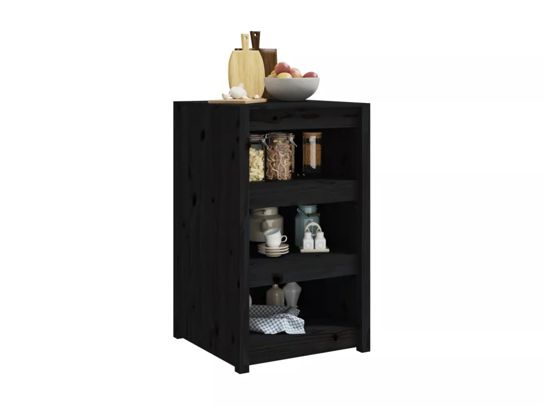 Armoire de cuisine d'extérieur noir 55x55x92 cm bois pin massif