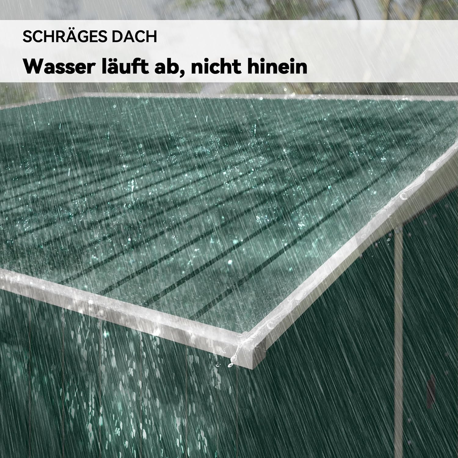 Outsunny Metall Gerätehaus 280x345x201cm 19,4m³ Gartenhaus mit Pultdach Schiebetür wetterfest Geräteschuppen Schuppen Outdoor Schrank für Außenbereich Hinterhof Anthrazit Garten, Grün